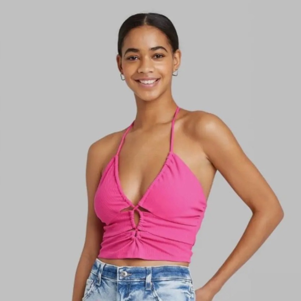 Wild Fable Berry Pink lace up top Size: L